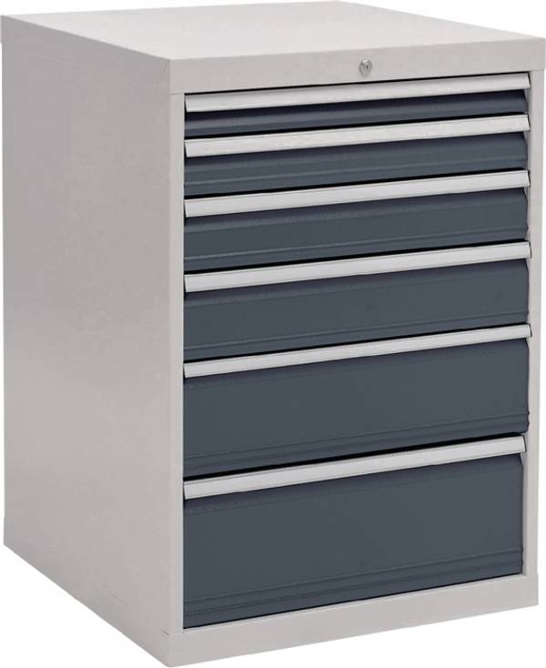Schubladenschrank H1019xB705xT736mm lichtgrau/grau 6 Schubl.Voll.Bedrunka