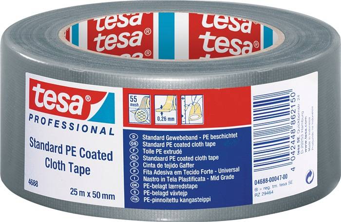 Gewebeband tesaband® Stand.4688 silber-matt L.25m B.50mm Rl.TESA-0