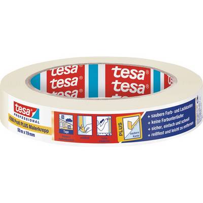 Malerkreppband 4306 Profi PLUS leicht gekreppt hellbeige L.50m B.19mm Rl.TESA-0