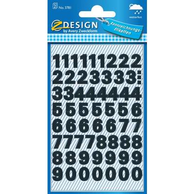 AVERY Zweckform ZDesign Zahlen-Sticker 0-9, Folie schwarz (7203781)