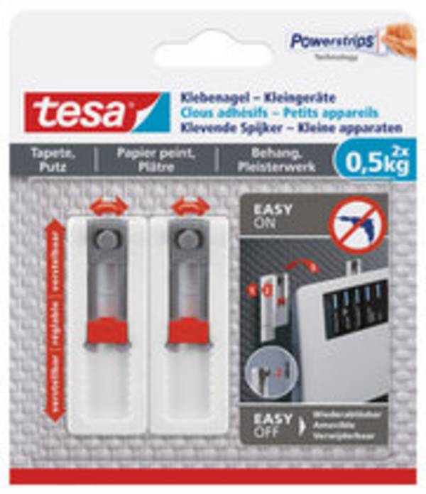tesa Powerstrips Klebenagel, für Tapete & Putz, 0,5 kg (8700085)