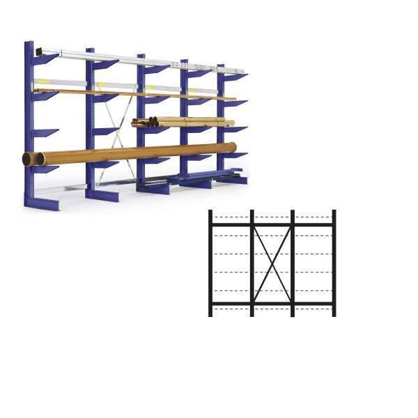 Kragarmregal Set / 2500x3255x 540 NT400 IPE140 TypS 4Ständer 1-seit. RAL5010-0