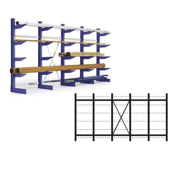 Kragarmregal Set / 2500x5376x 640 NT500 IPE140 TypS 6Ständer 1-seit. RAL5010-0
