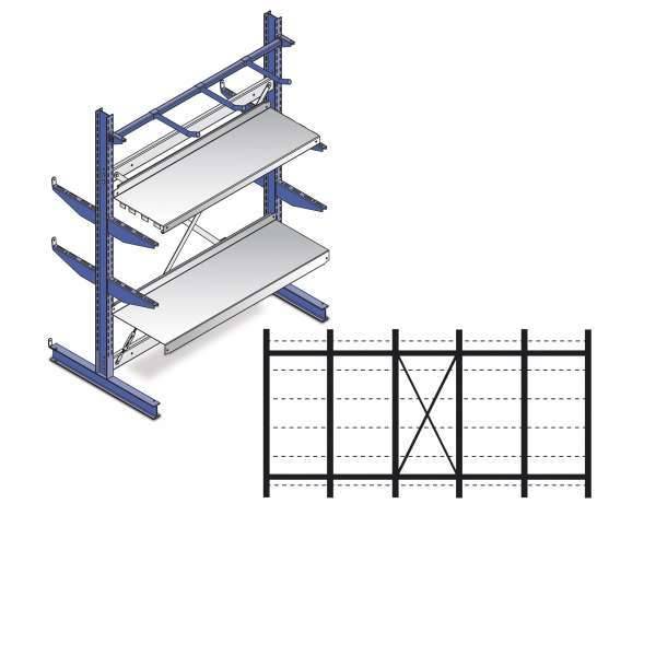 Kragarmregal Set / 2500x5376x1340 NT600 IPE140 TypS 6Ständer 2-seit. RAL5010-0