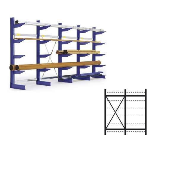 Kragarmregal Set / 2500x2576x 990 NT850 IPE140 TypS 3Ständer 1-seit. RAL5010-0