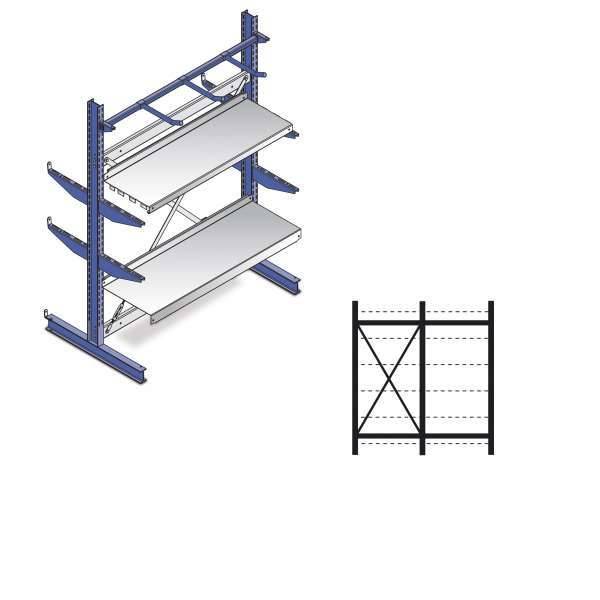 Kragarmregal Set / 2500x2576x 940 NT400 IPE140 TypS 3Ständer 2-seit. RAL5010