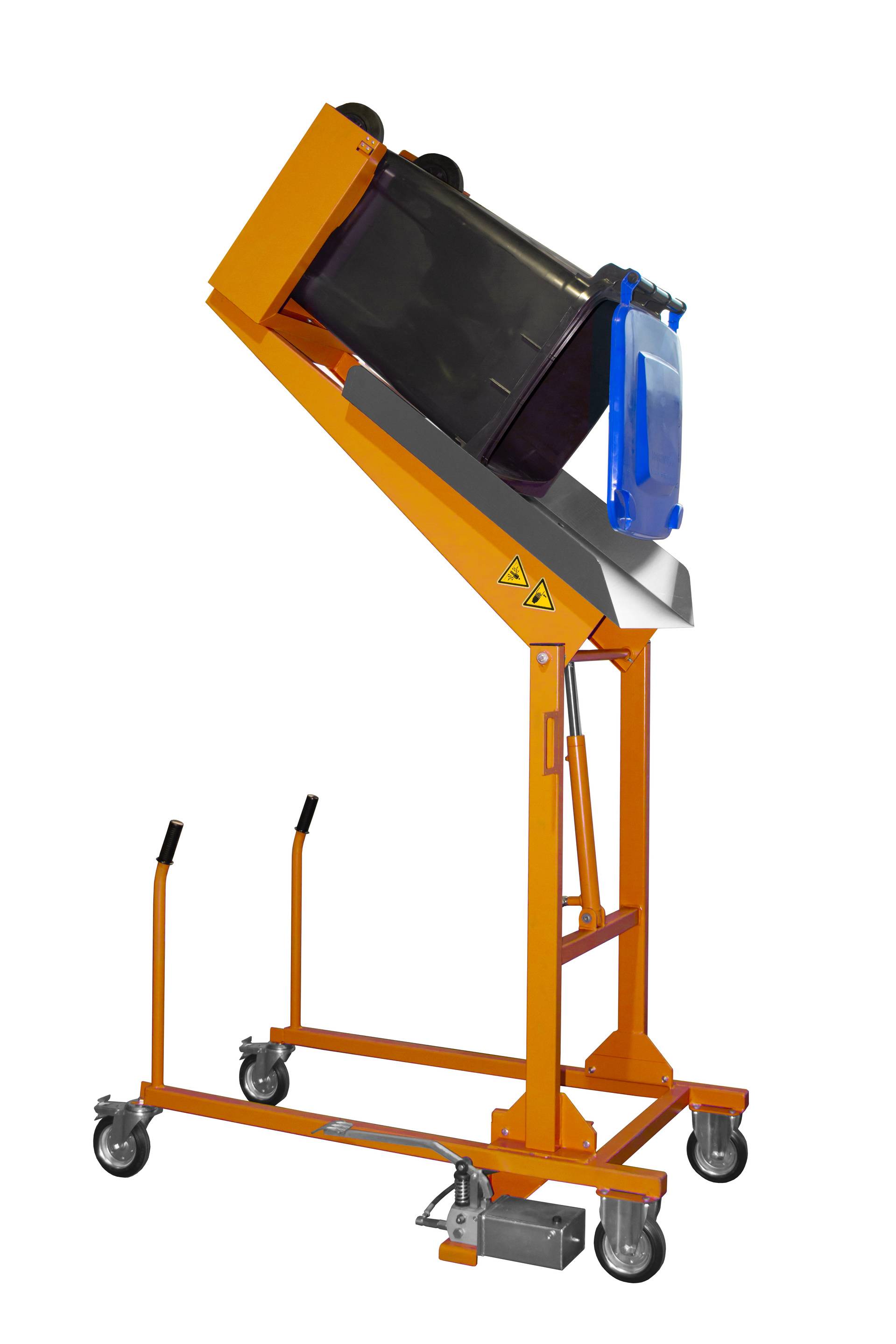 Bauer Mülltonnen-Kippstation MKS-F mit Fußpumpe, lackiert, Gelborange-1