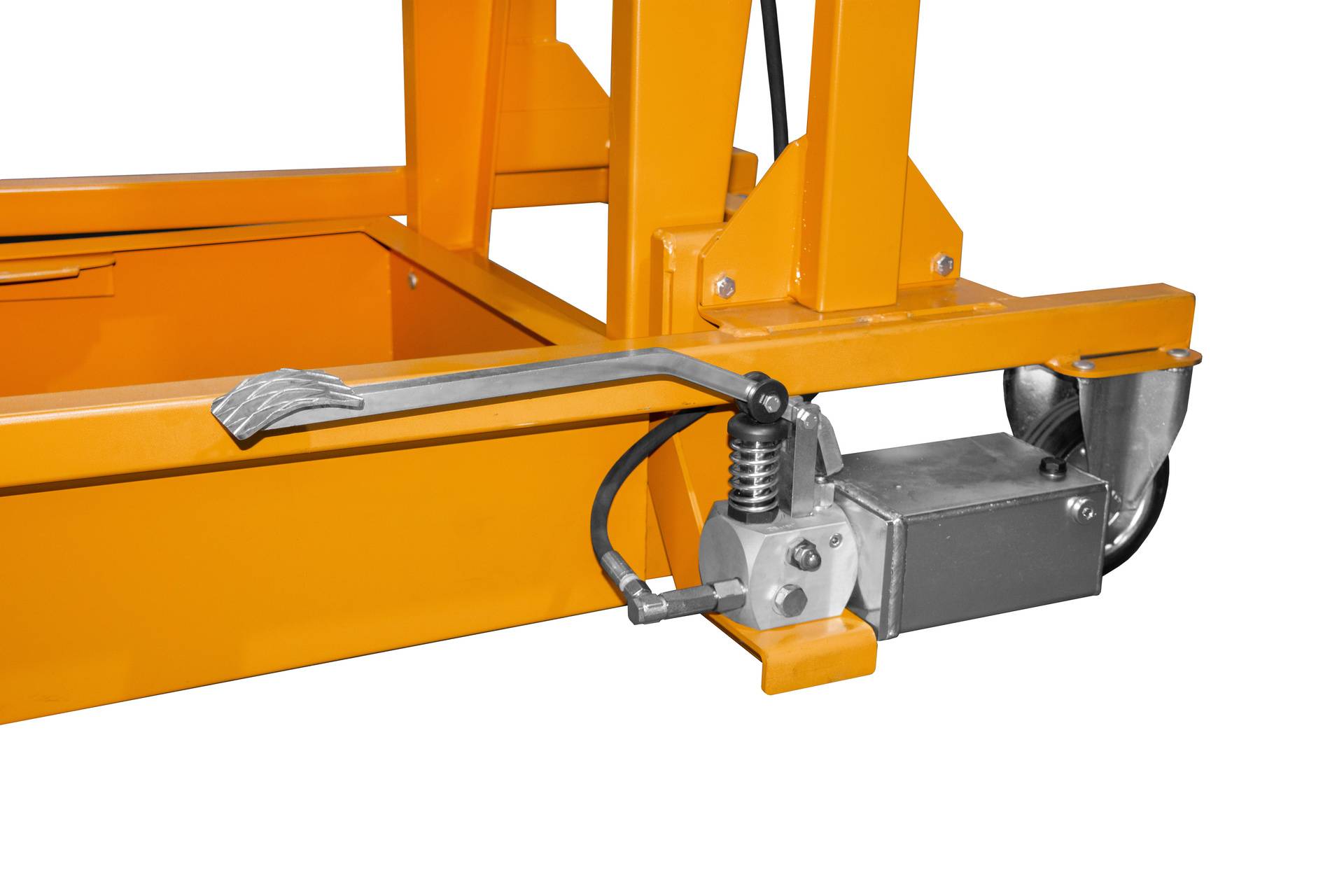Bauer Mülltonnen-Kippstation MKS-F mit Fußpumpe, lackiert, Gelborange-2