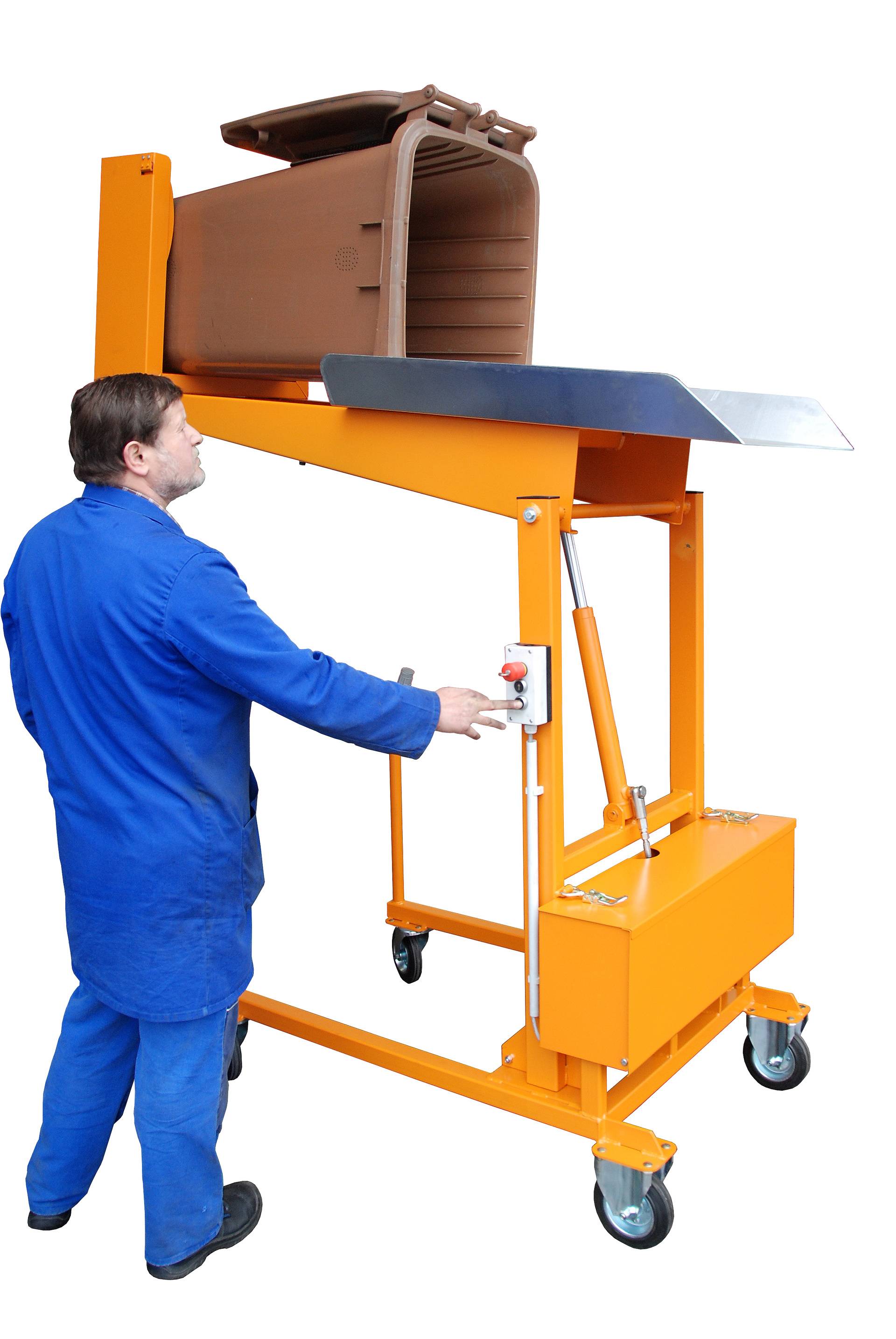 Bauer Mülltonnen-Kippstation MKS-12V, Elektrohydraulisch, lackiert, Gelborange-1