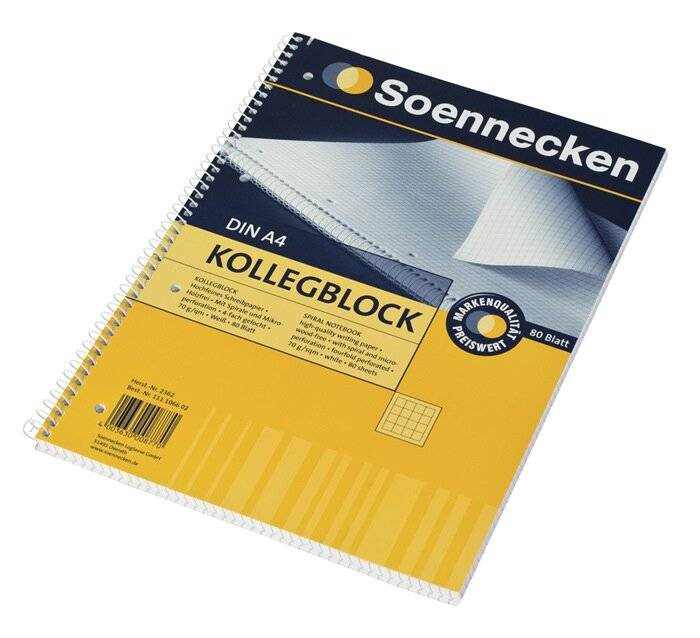 Collegeblock DIN A4 gelocht kariert 80Blatt weiß-2