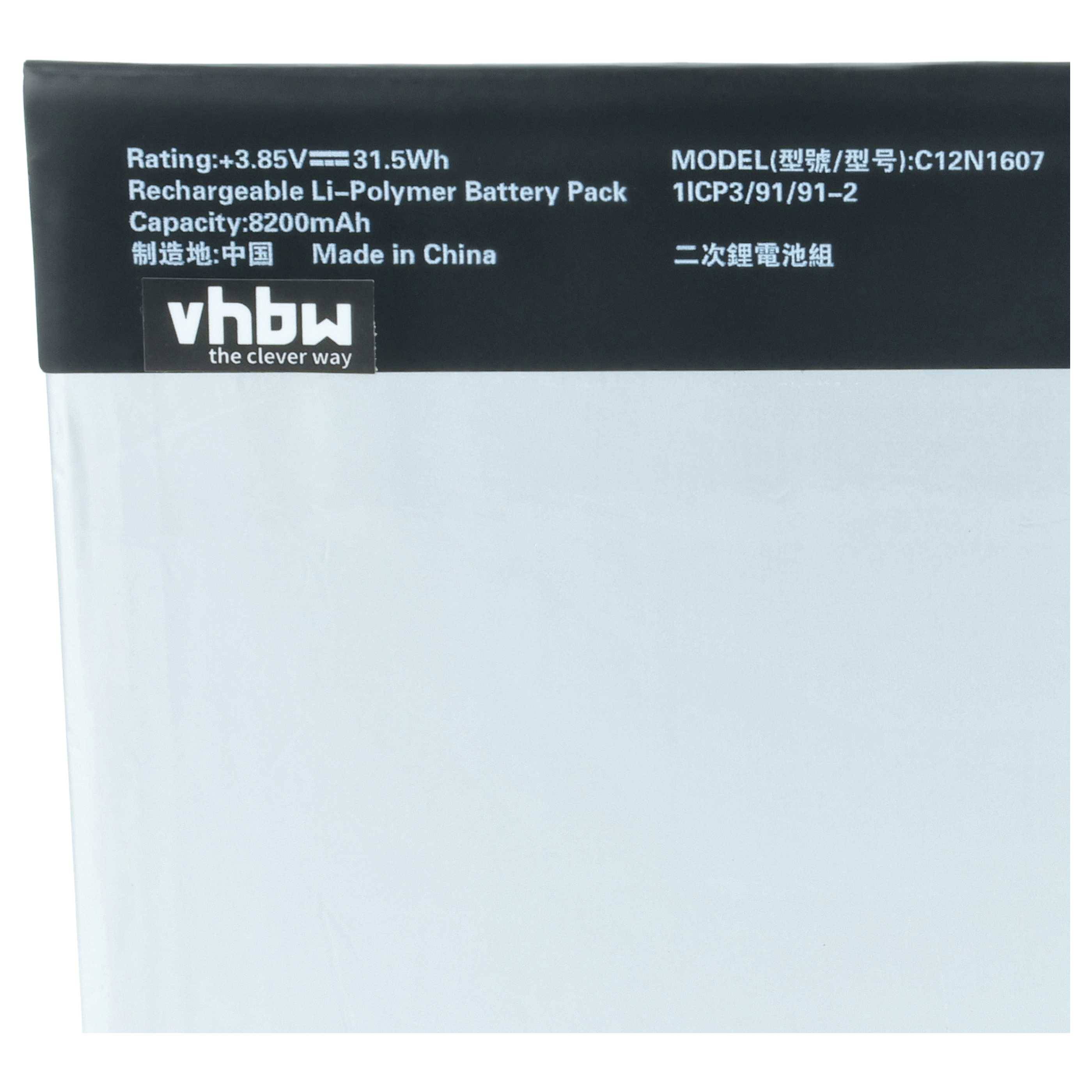 vhbw Akku Ersatz für Asus 0B200-02230100 | 0B200-02230000, C12N1607 für Tablet Pad (8200 mAh, 3,85 V, Li-Polymer)-3