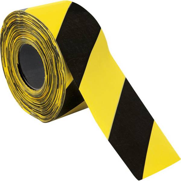 Absperrband Super, gelb/schwarz schraffiert, Polyethylen, 80mm, 500m/Rolle, ASR A1.3