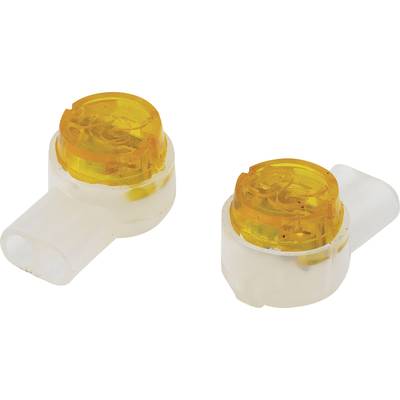 Zwei orange-weiße Kabelverbinder, verwendet zum Verbinden elektrischer Drähte in Verkabelungsinstallationen.
