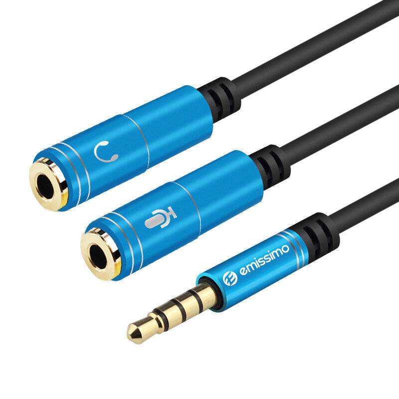 emissimo Kopfhörer Headset Adapterkabel Audio Splitter[2 x3.5mm Klinkenbuchse auf 1xKlinkenstecker]
