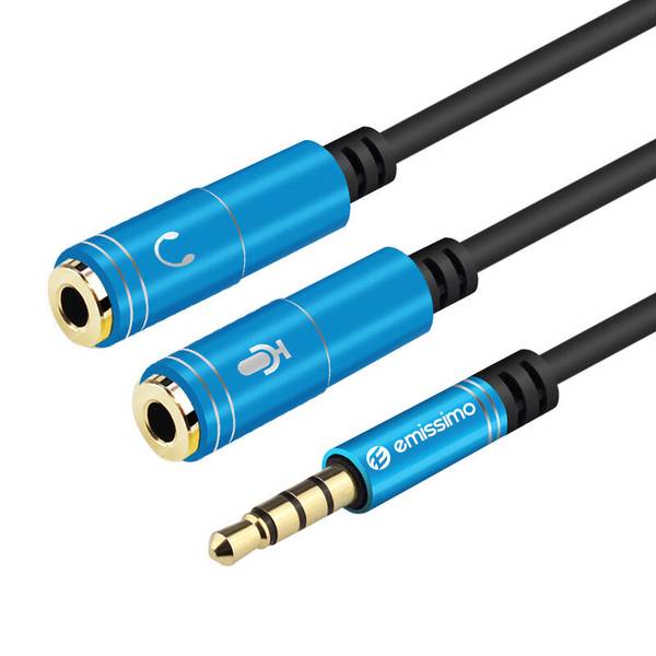 emissimo Kopfhörer Headset Adapterkabel Audio Splitter[2 x3.5mm Klinkenbuchse auf 1xKlinkenstecker]