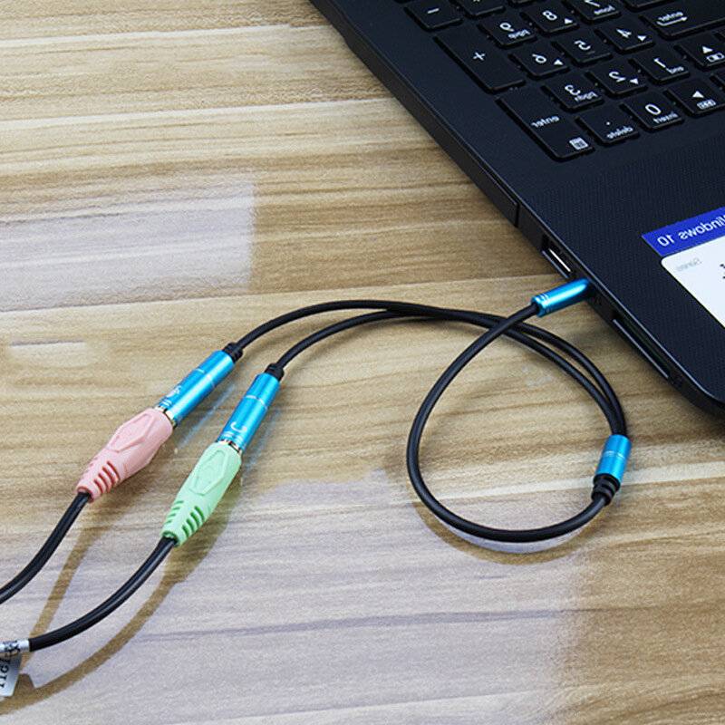 emissimo Kopfhörer Headset Adapterkabel Audio Splitter[2 x3.5mm Klinkenbuchse auf 1xKlinkenstecker]-1
