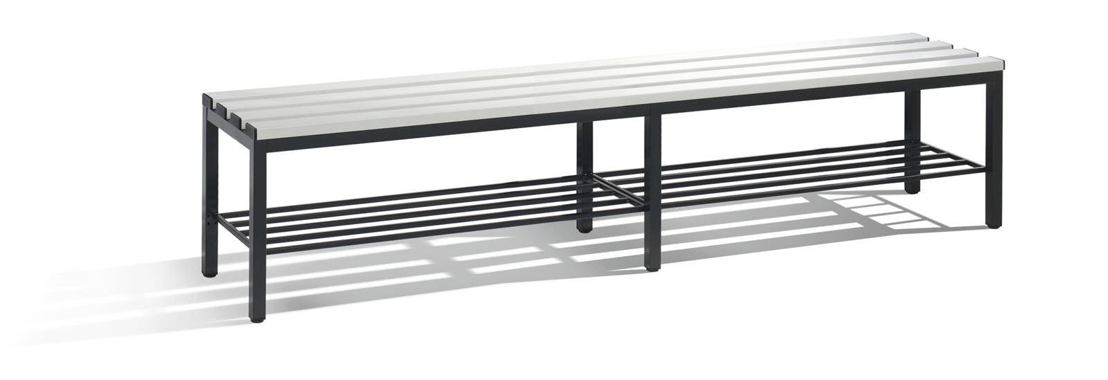 C+P Sitzbank für Umkleide und Garderobe in Verein oder Schule, Schuhrost, Gestellfarbe schwarzgrau, Kunststoffleisten, 4-2