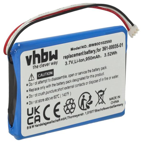 vhbw Akku kompatibel mit Garmin Nüvi 150T | 140T, 2545, 2545LM GPS Navigation Navi (930 mAh, 3,7 V, Li-Ion)