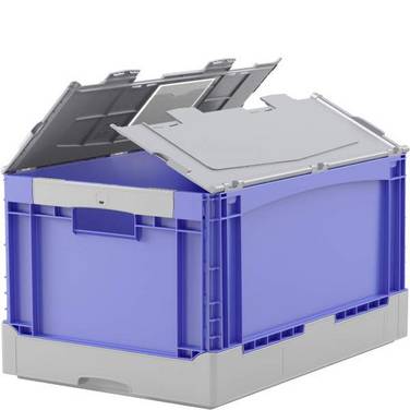Klappbox EQD64281R blau Durchfassgriff Deckel Rippenboden