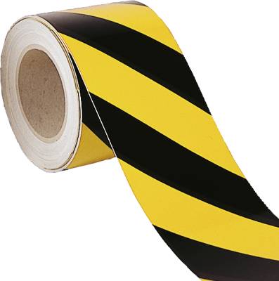 Warnmarkierung rechtsweisend, Folie, reflektierend, Gelb-Schwarz, 100 mm x 15 m-0