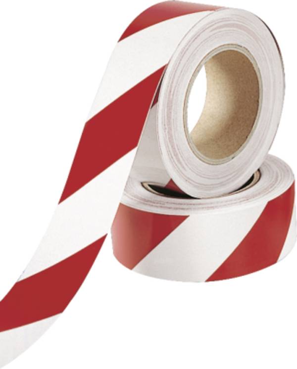 Warnmarkierung rechtsweisend, Folie, reflektierend, Rot-Weiß, 100 mm x 15 m