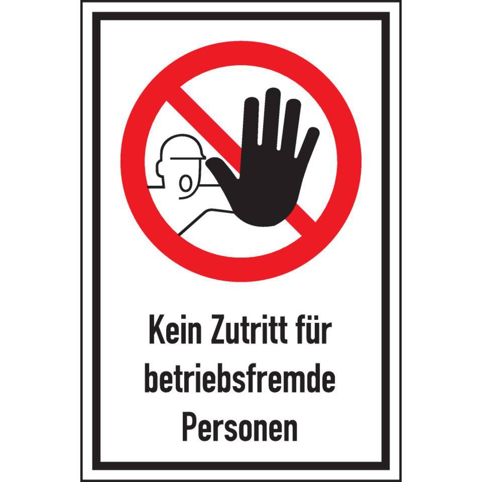 Verbots-Kombischild Kein Zutritt f.betr.fremde Personen, Aluminium, 400x600mm-0