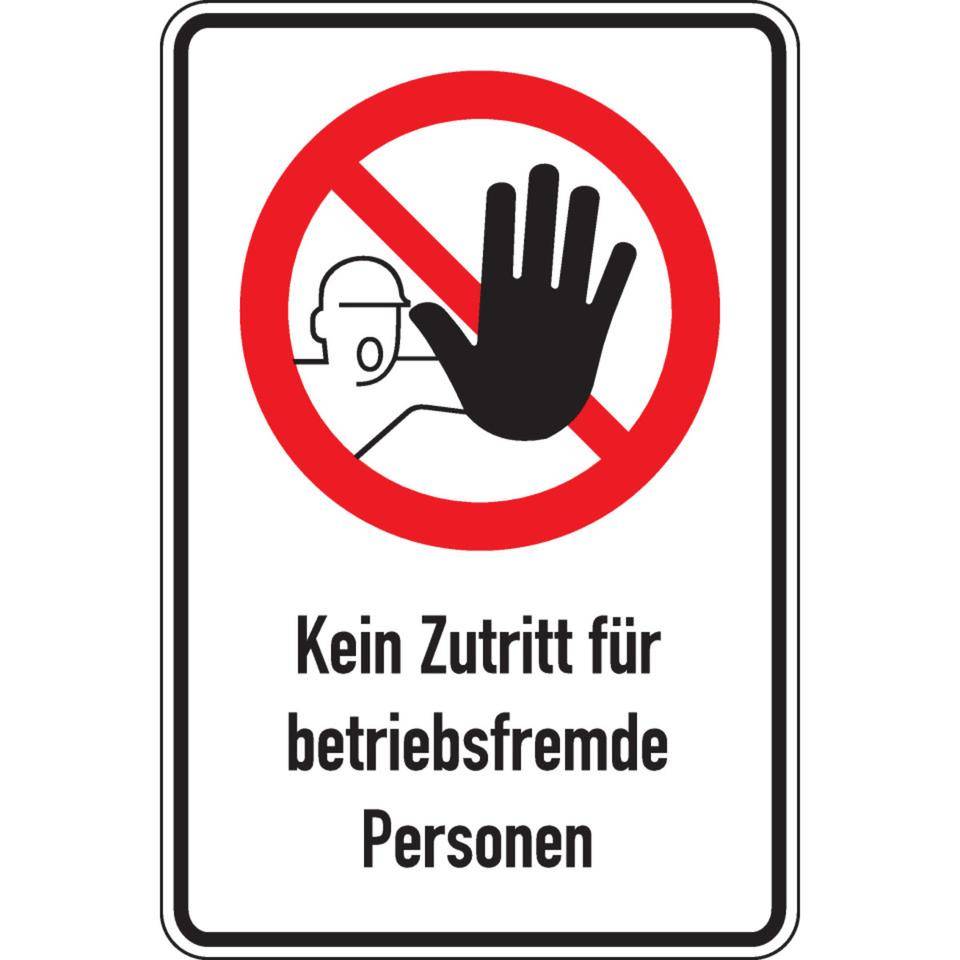 Verbots-Kombischild Kein Zutritt f.betr.fremde Personen, Aluminium, 400x600mm-1