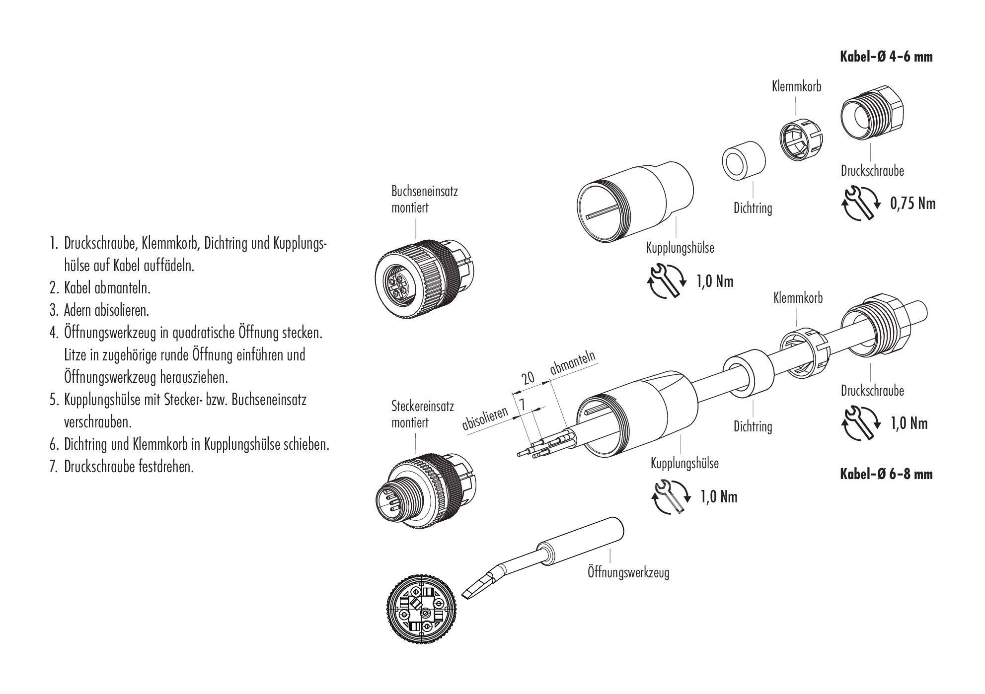 binder 99-0525-14-04 Sensor-/Aktor-Steckverbinder, unkonfektioniert M12 Stecker, gerade Polzahl Sensoren: 4 1 St. Piece-2