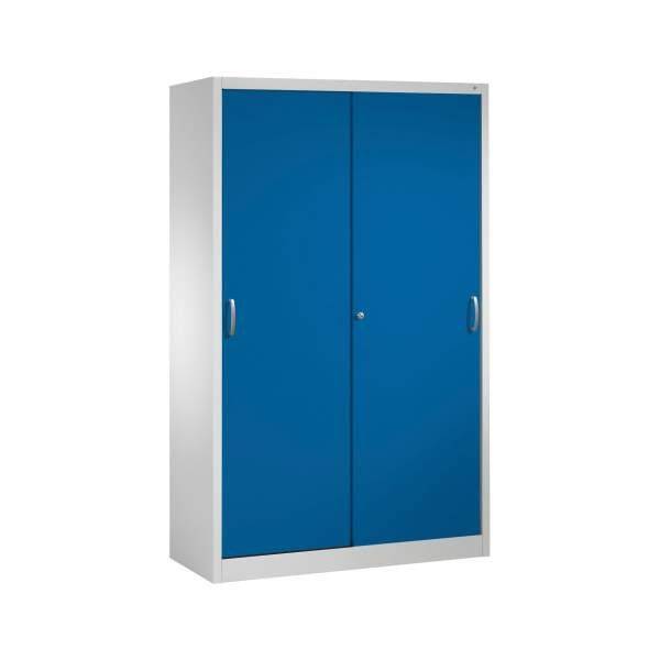 Schiebetürenschrank, Serie Acurado-2000, Korpus: RAL 7035 Lichtgrau, Front: RAL 5010 Enzianblau-0