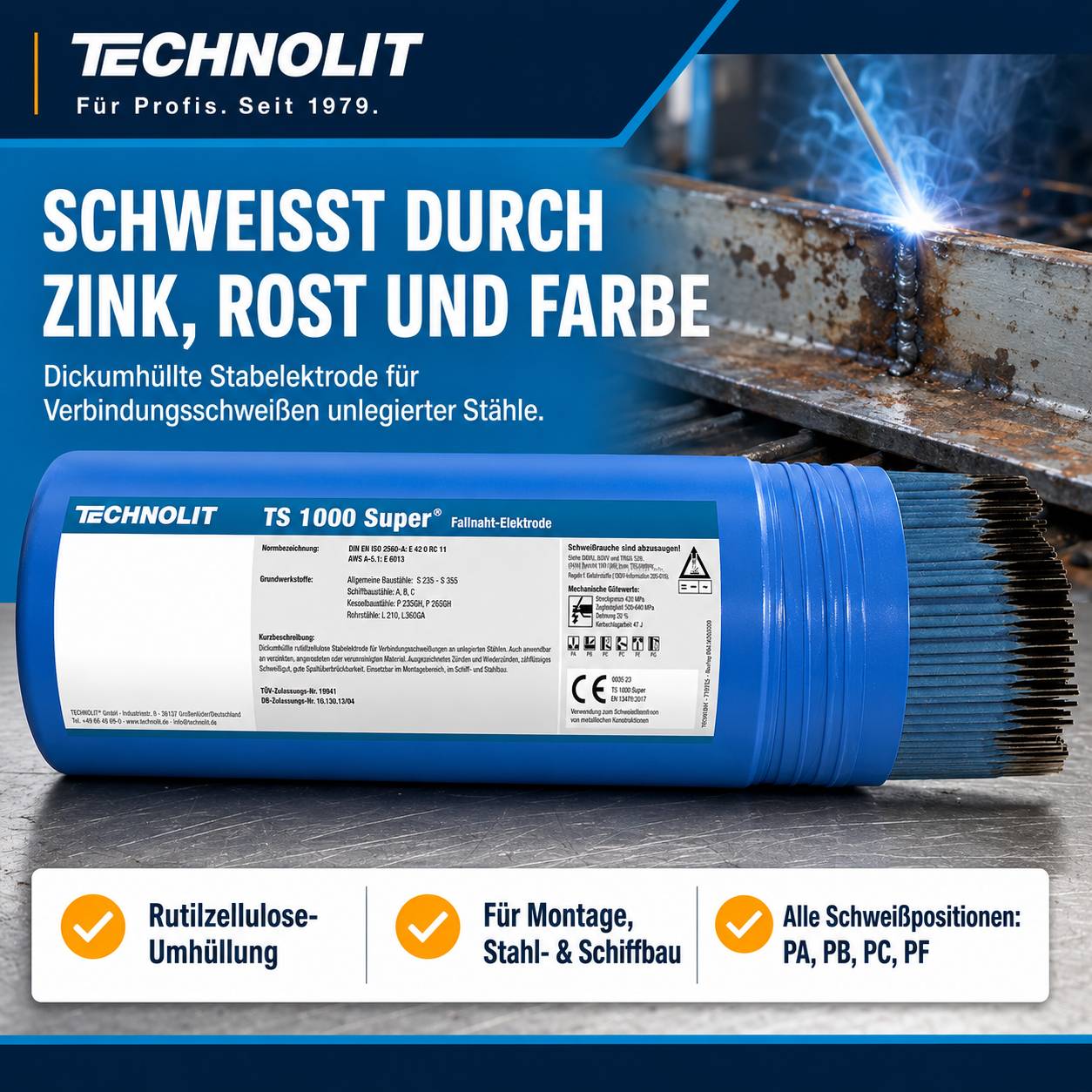 TECHNOLIT TS 1000 Super Fallnaht-Universal-Elektrode - Größe:2.0 x 300 mm-1