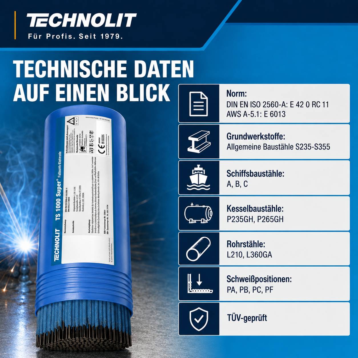 TECHNOLIT TS 1000 Super Fallnaht-Universal-Elektrode - Größe:2.0 x 300 mm-2