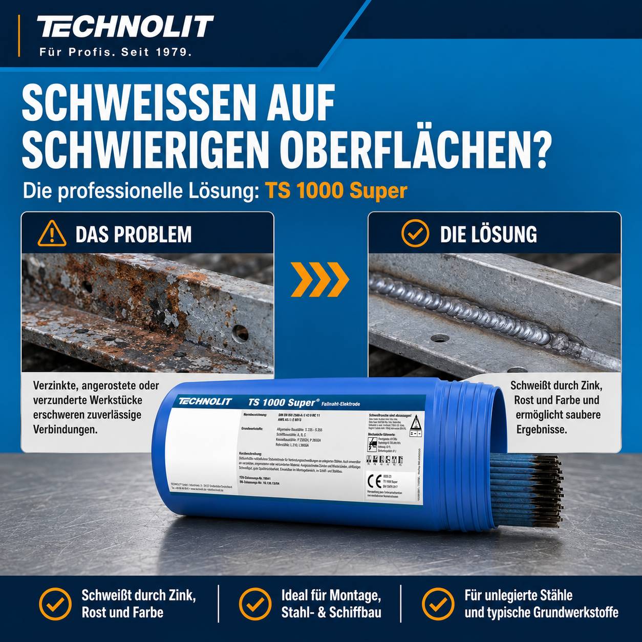 TECHNOLIT TS 1000 Super Fallnaht-Universal-Elektrode - Größe:2.0 x 300 mm-4