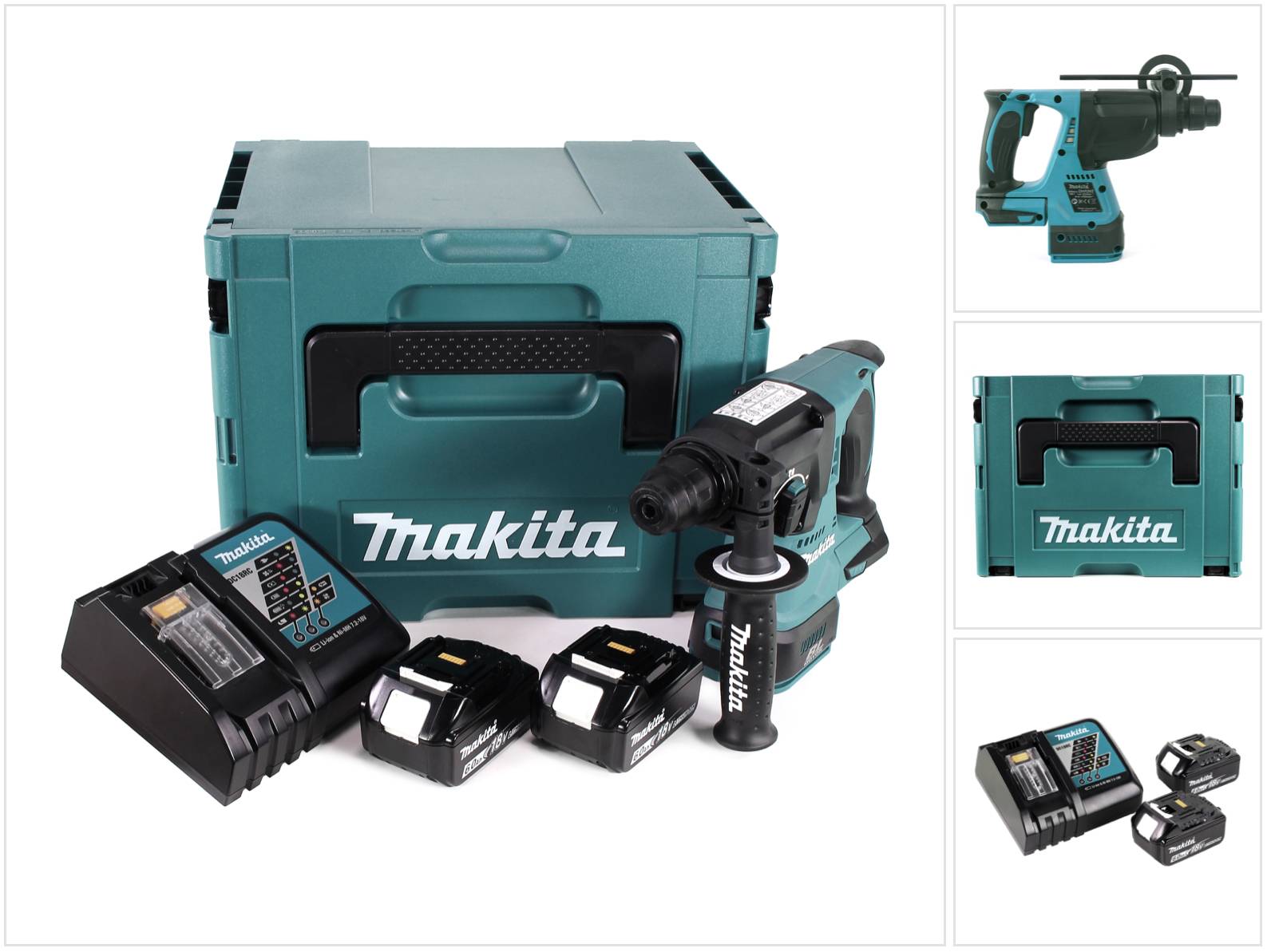 Makita DHR 242 RGJ Akku Bohrhammer 18V 2,0J SDS-plus Brushless + 2x Akku 6,0Ah + Ladegerät + Makpac-0