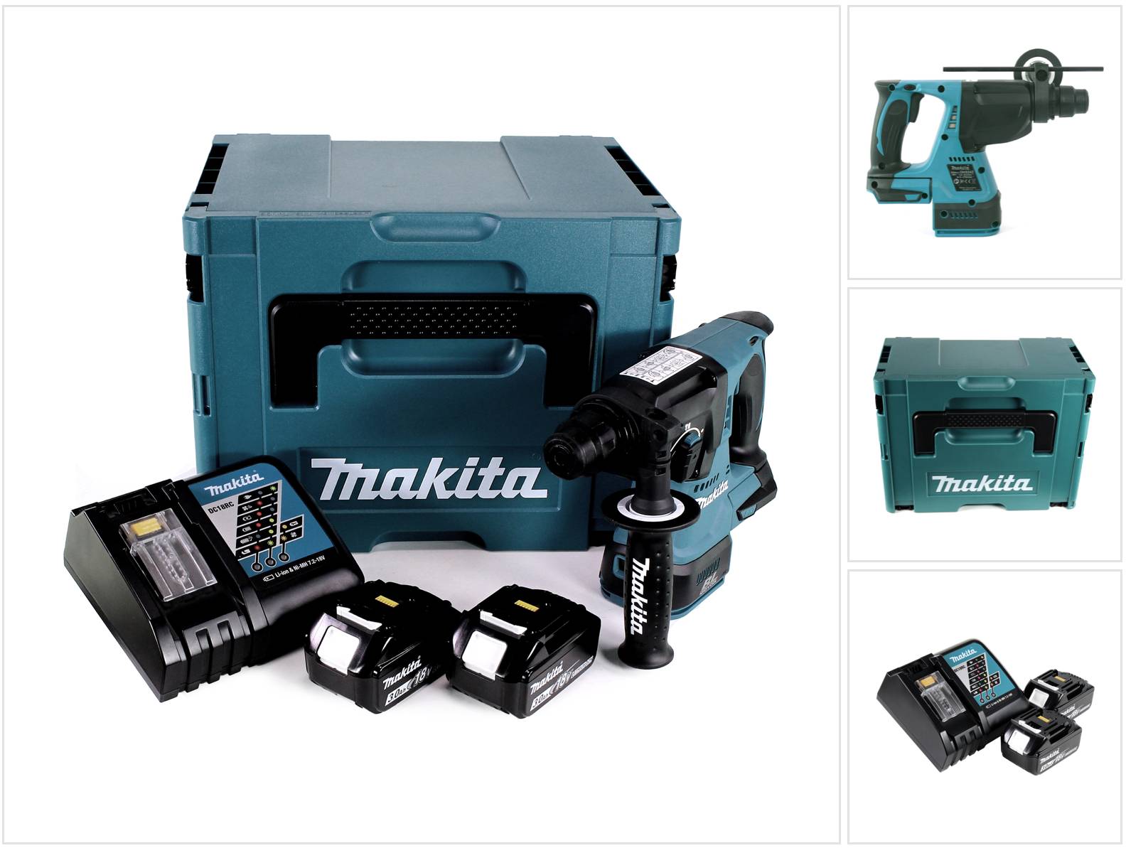 Makita DHR 242 RFJ Akku Bohrhammer 18V 2,0J SDS-plus Brushless + 2x Akku 3,0Ah + Ladegerät + Makpac-0