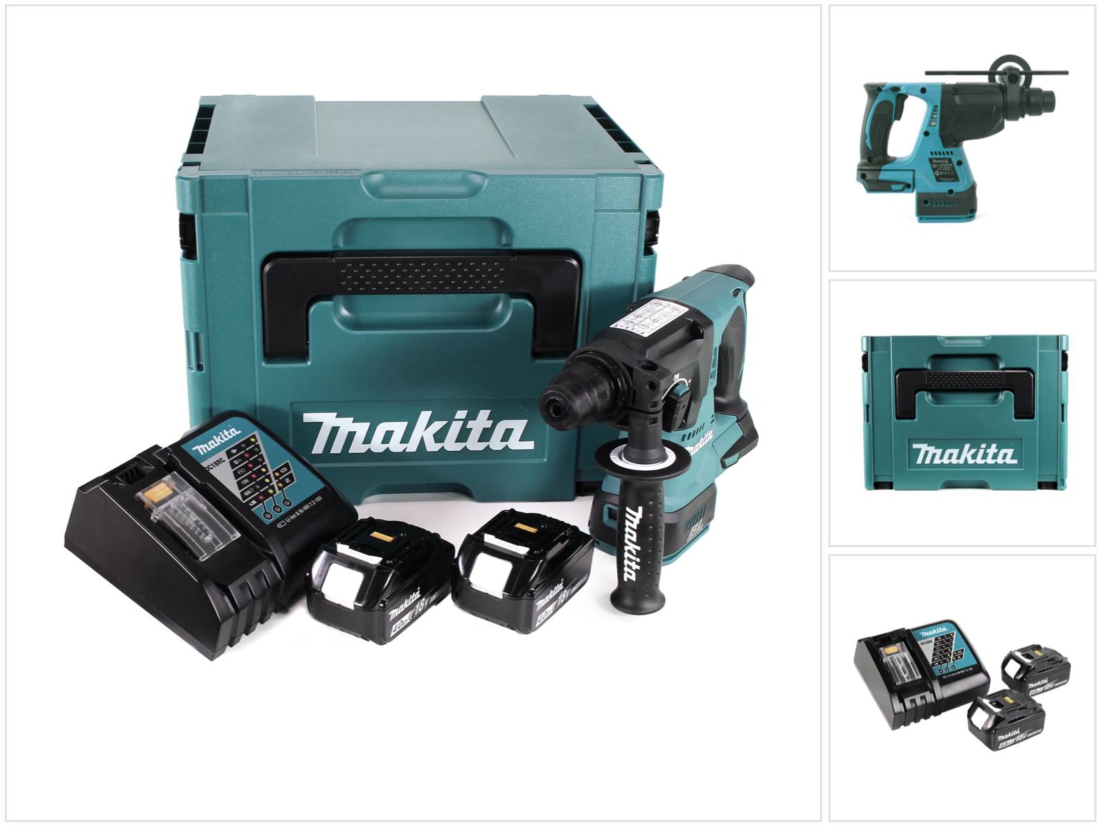 Makita DHR 242 RMJ Akku Bohrhammer 18V 2,0J SDS-plus Brushless + 2x Akku 4,0Ah + Ladegerät + Makpac-0