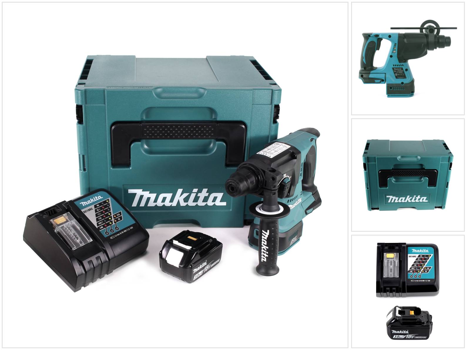 Makita DHR 242 RF1J Akku Bohrhammer 18V 2,4J SDS-plus Brushless + 1x Akku 3,0Ah + Ladegerät + Makpac-0