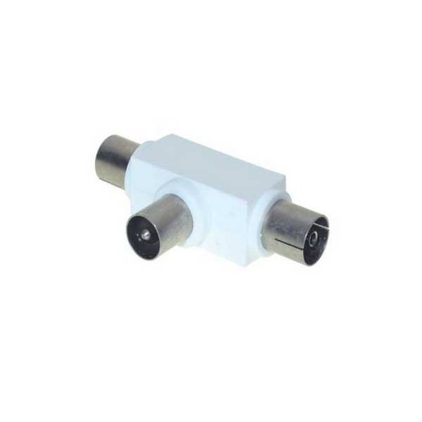 S/CONN Antennen-T-Verteiler 1x IEC-Stecker auf 2x IEC-Kupplung vergossen vernickelt