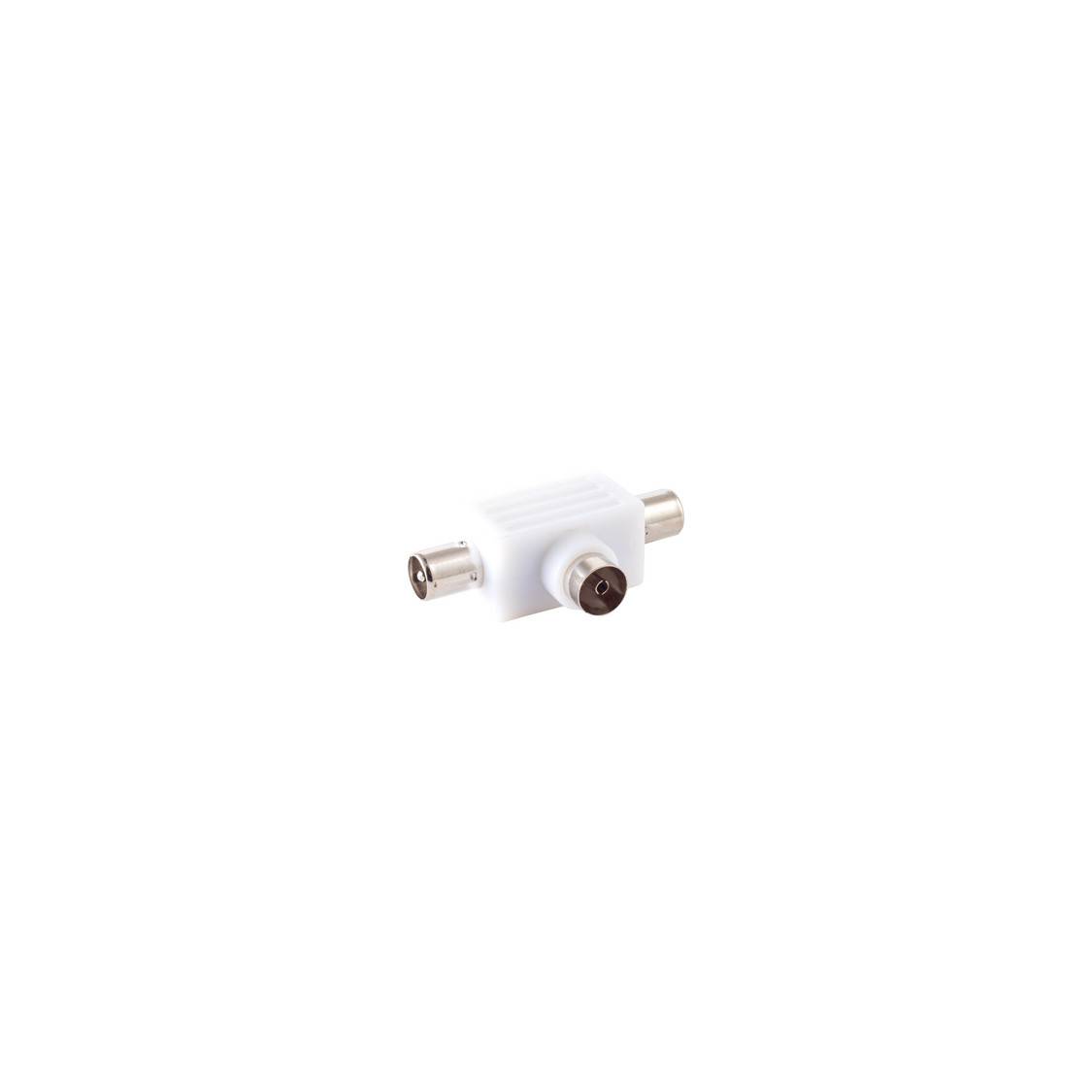 S/CONN Koaxial-T-Verteiler IEC-Kupplung auf 2x IEC-Stecker vernickelte Kontakte-0