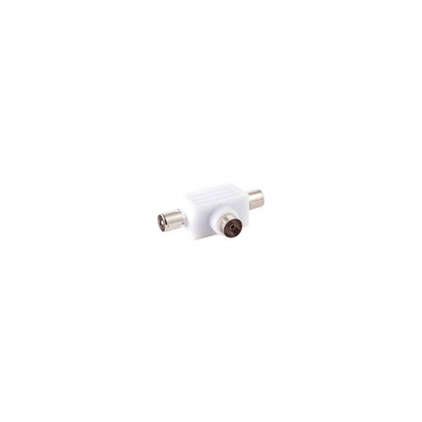 S/CONN Koaxial-T-Verteiler IEC-Kupplung auf 2x IEC-Stecker vernickelte Kontakte