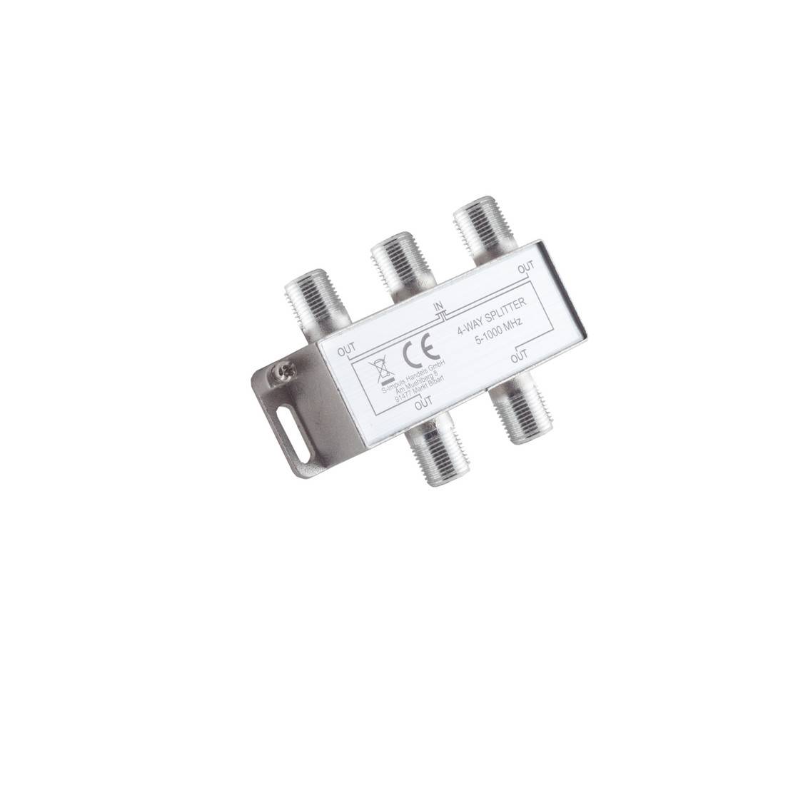S/CONN 4-Wege-Stammverteiler F-Kupplung auf 4x F-Kupplung 5-1000 MHz 85 dB Silber-0