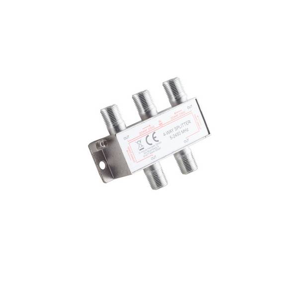 S/CONN F-Stammverteiler 4-fach 5-2400 MHz DC-Durchlass Klasse A 85 dB Silber
