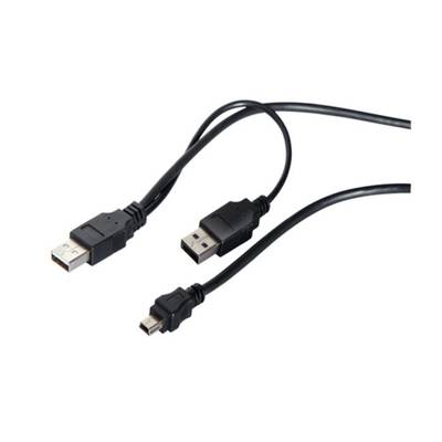 USB-Y-Stromkabel 2xUSB A-St./USB-B-Mini 5 pin 1m