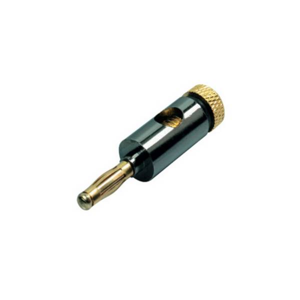 S/CONN Bananenstecker Metall vergoldet für Lautsprecherkabel bis 6 mm - Schwarz