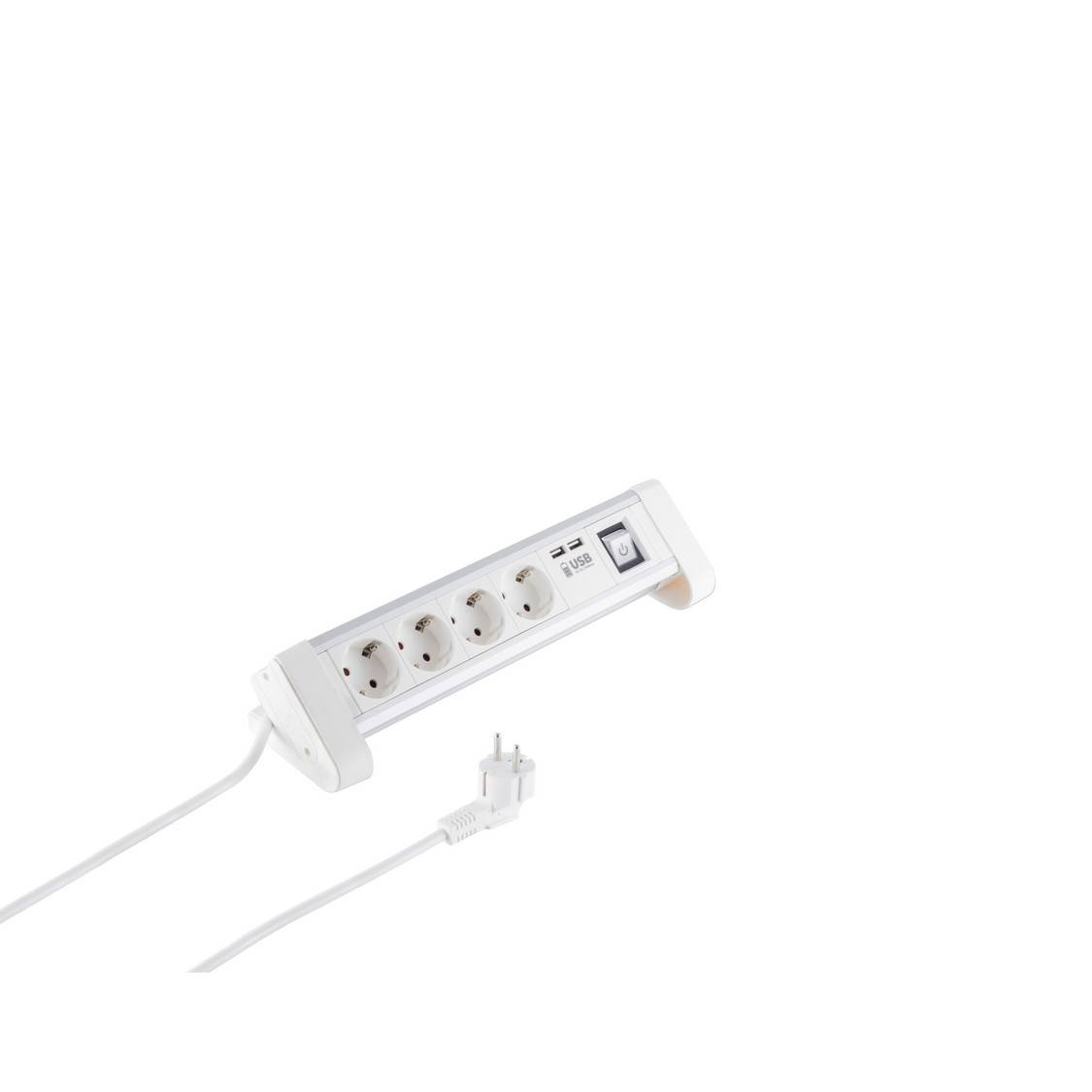 Tischsteckdosenleiste Steckdosenleiste Mehrfachsteckdose 4-fach Schuko 2x USB Ladefunktion Kindersicherung 1,5m-0