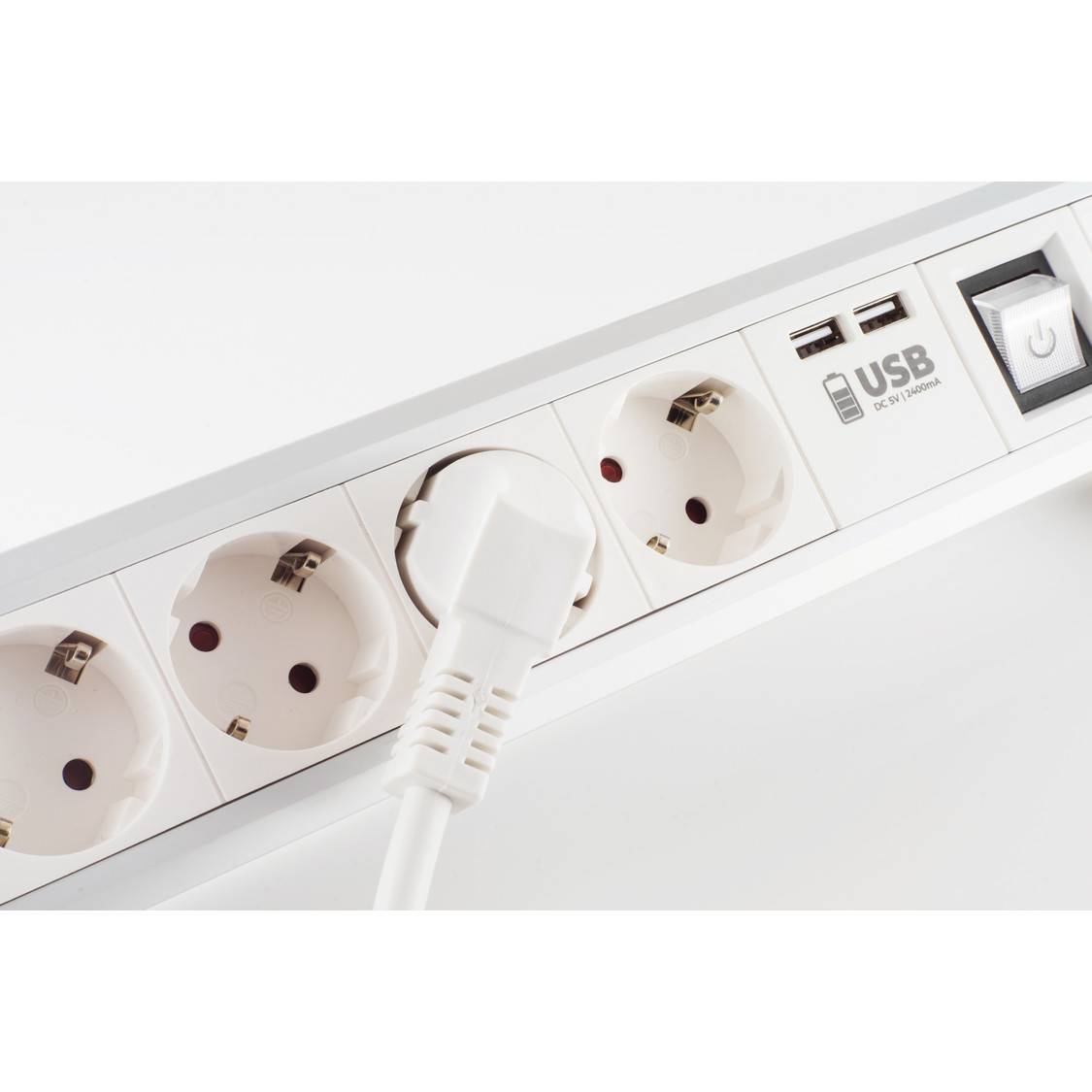 Tischsteckdosenleiste Steckdosenleiste Mehrfachsteckdose 4-fach Schuko 2x USB Ladefunktion Kindersicherung 1,5m-3