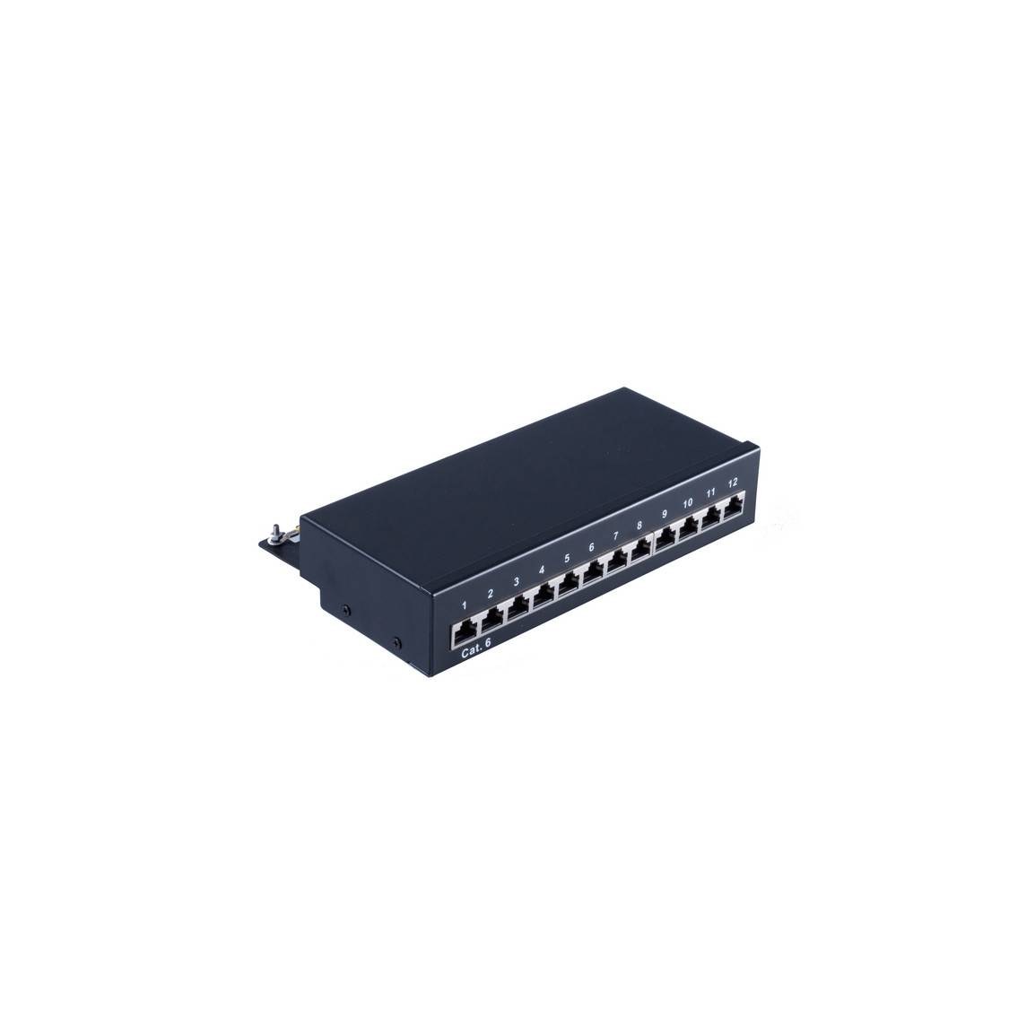 Patchpanel Patchfeld Cat.6, 12-Port schwarz-0