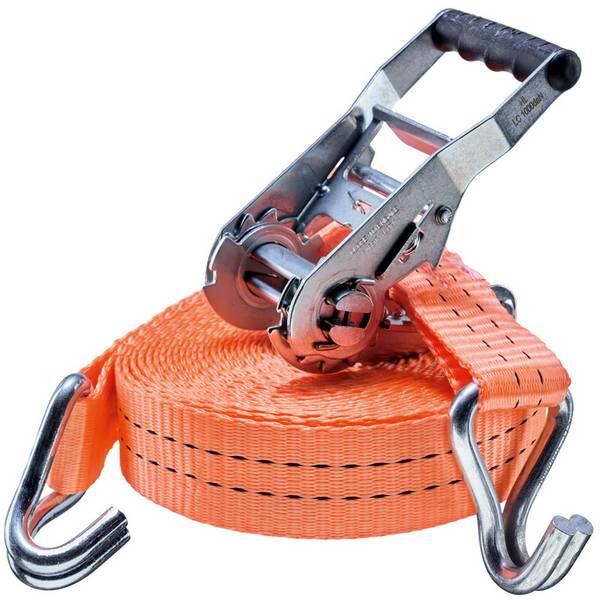 Spanngurt Zurrgurt mit Ratsche 2-teilig 2000 kg (1000 daN) Spitzhaken 35 mm breit 4 m lang orange