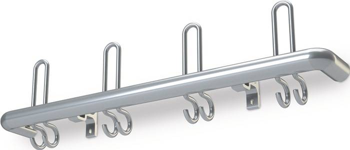 Wandgarderobe Aluminium F2 8 Hut-/16 Mantelhaken Länge 1600 mm Hakenabstand 20-0
