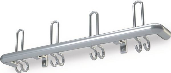 Wandgarderobe Aluminium F2 8 Hut-/16 Mantelhaken Länge 1600 mm Hakenabstand 20