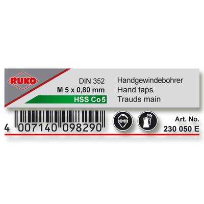 RUKO 230050E Handgewindebohrer-Satz DIN 352 HSSCo M5x0,8 mm